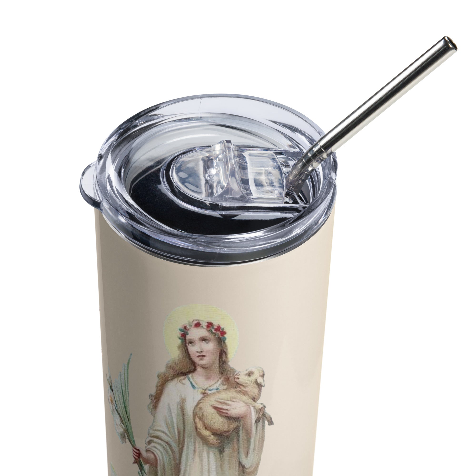 Saint Agnes Holy Card Stainless Steel Tumbler - Catholicamtees