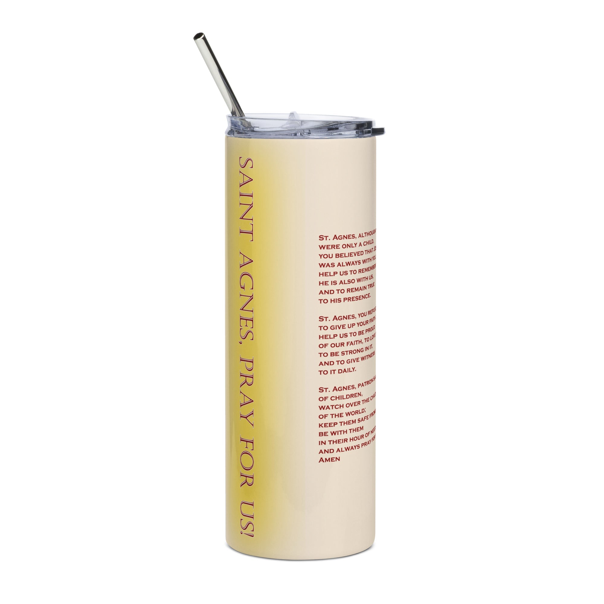 Saint Agnes Holy Card Stainless Steel Tumbler - Catholicamtees