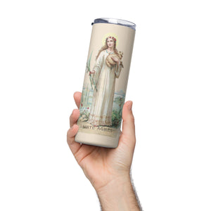 Saint Agnes Holy Card Stainless Steel Tumbler - Catholicamtees