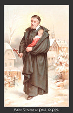 Load image into Gallery viewer, St. Vincent de Paul in Winter Holy Card T-Shirt
