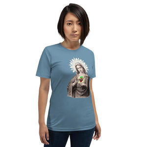 Blessed Virgin Mary Antique Lace Holy Card Soft and Lightweight Unisex T-Shirt - Catholicamtees