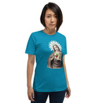 Load image into Gallery viewer, Blessed Virgin Mary Antique Lace Holy Card Soft and Lightweight Unisex T-Shirt - Catholicamtees
