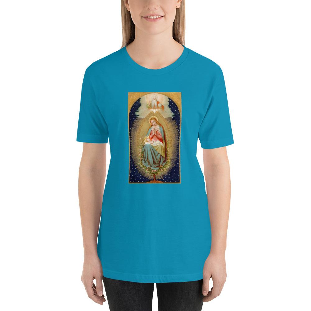 Blessed Virgin Mary, Jesus from the Root of Jesse Holy Card Soft and Lightweight Unisex T-Shirt - Catholicamtees