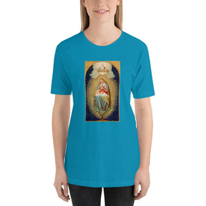 Blessed Virgin Mary, Jesus from the Root of Jesse Holy Card Soft and Lightweight Unisex T-Shirt - Catholicamtees