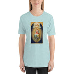 Load image into Gallery viewer, Blessed Virgin Mary, Jesus from the Root of Jesse Holy Card Soft and Lightweight Unisex T-Shirt - Catholicamtees
