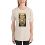 Load image into Gallery viewer, Blessed Virgin Mary, Jesus from the Root of Jesse Holy Card Soft and Lightweight Unisex T-Shirt - Catholicamtees
