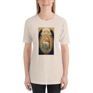 Blessed Virgin Mary, Jesus from the Root of Jesse Holy Card Soft and Lightweight Unisex T-Shirt - Catholicamtees