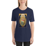 Load image into Gallery viewer, Blessed Virgin Mary, Jesus from the Root of Jesse Holy Card Soft and Lightweight Unisex T-Shirt - Catholicamtees
