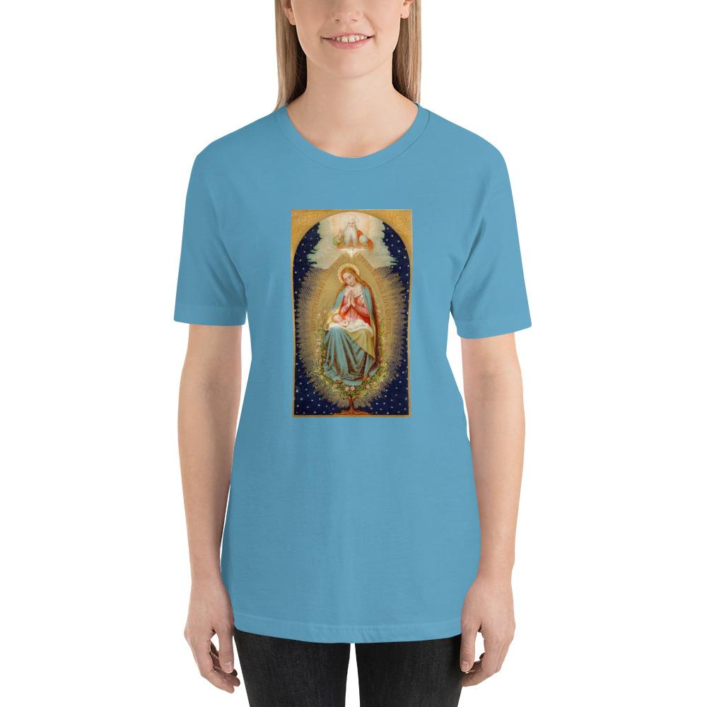 Blessed Virgin Mary, Jesus from the Root of Jesse Holy Card Soft and Lightweight Unisex T-Shirt - Catholicamtees