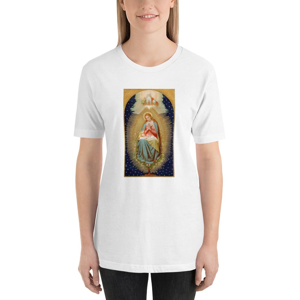 Blessed Virgin Mary, Jesus from the Root of Jesse Holy Card Soft and Lightweight Unisex T-Shirt - Catholicamtees