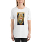 Load image into Gallery viewer, Blessed Virgin Mary, Jesus from the Root of Jesse Holy Card Soft and Lightweight Unisex T-Shirt - Catholicamtees
