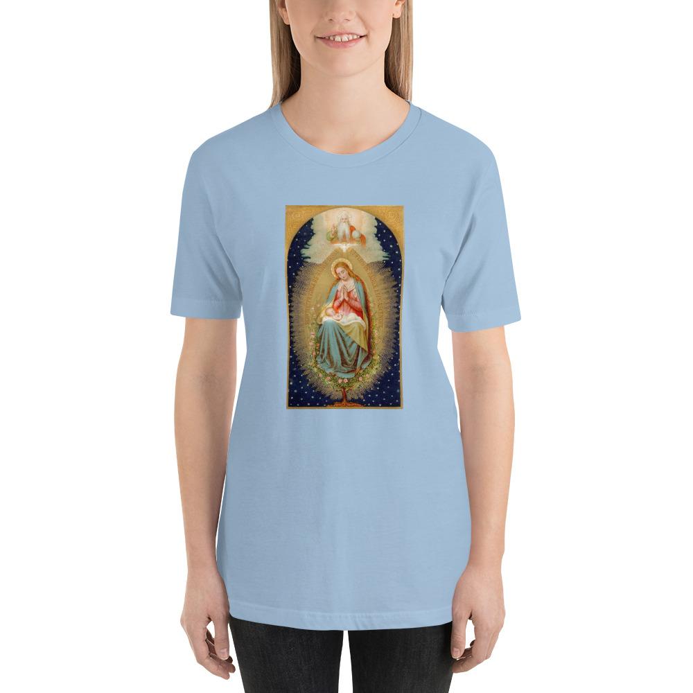 Blessed Virgin Mary, Jesus from the Root of Jesse Holy Card Soft and Lightweight Unisex T-Shirt - Catholicamtees