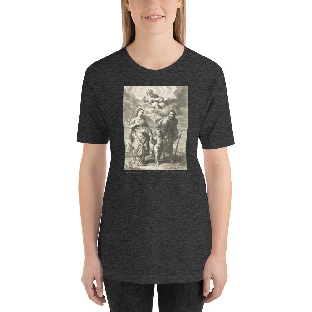 Holy Family with The Trinity Engraving T-Shirt - Catholicamtees