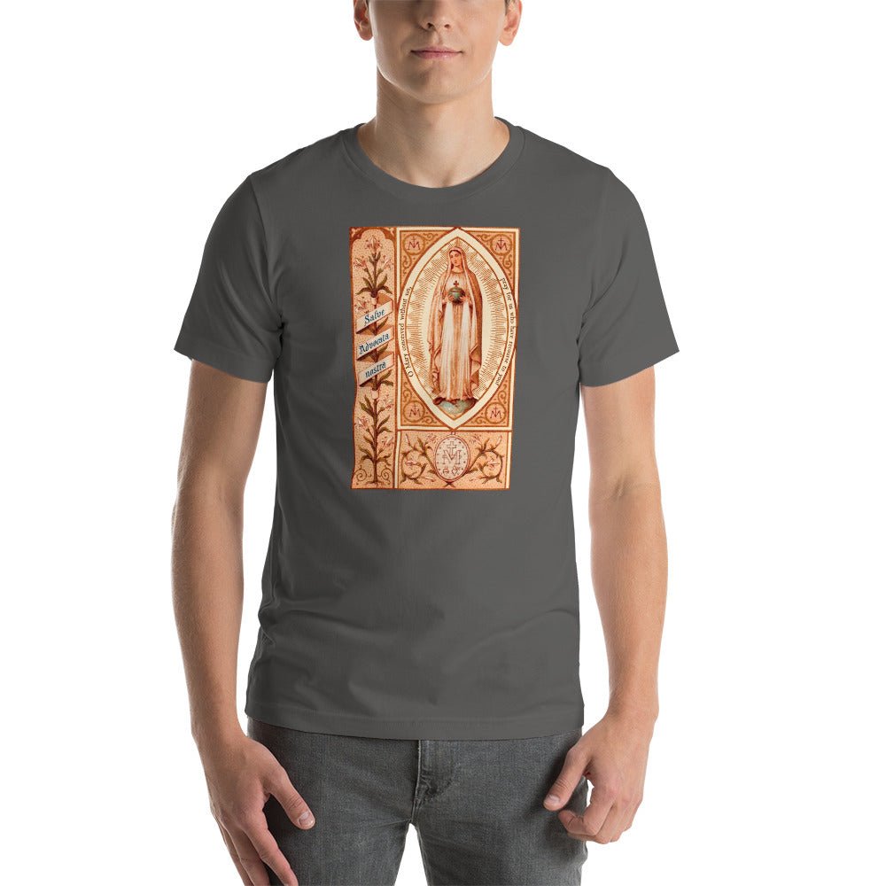 Our Lady "Salve Advocata Nostra" Holy Card T-Shirt - Catholicamtees