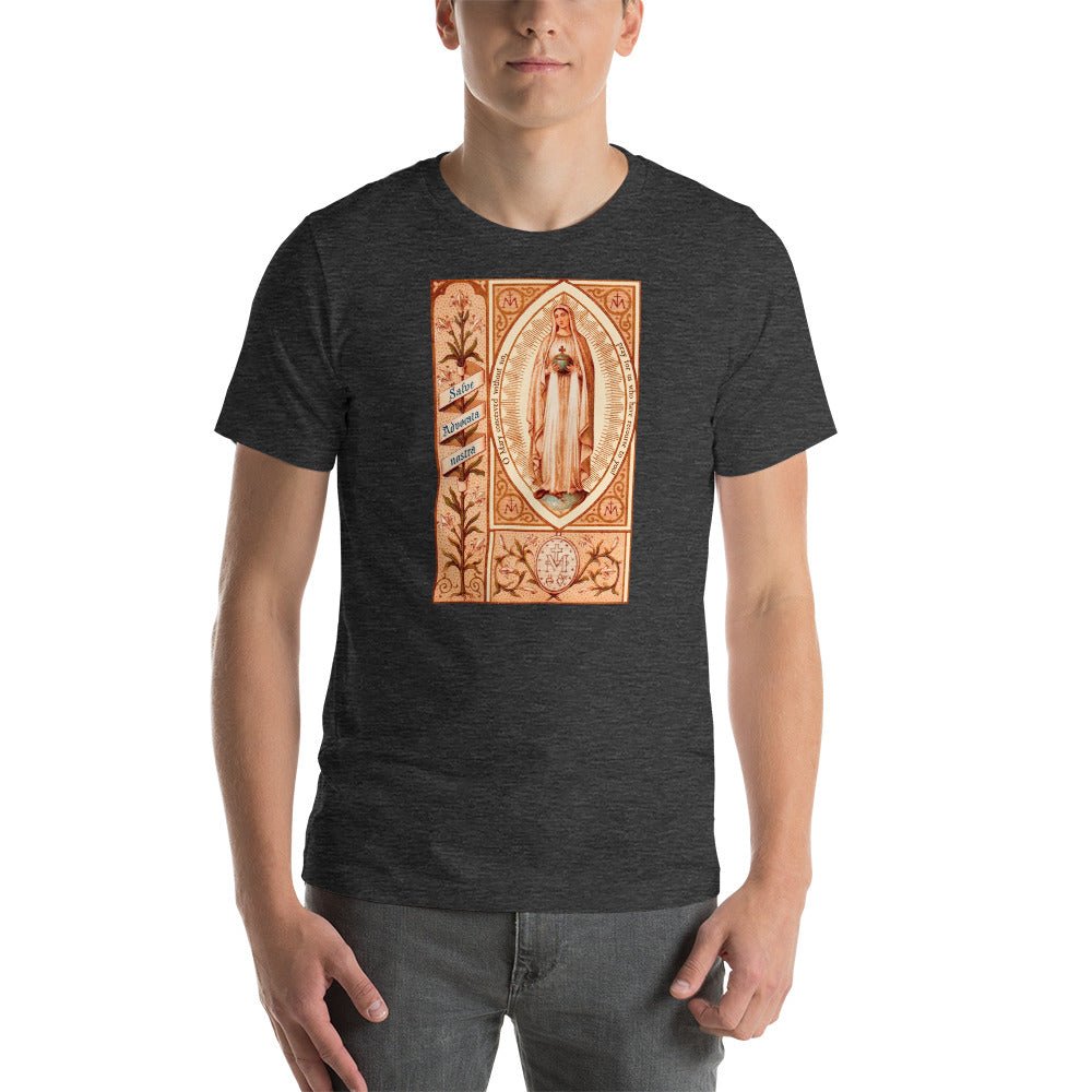 Our Lady "Salve Advocata Nostra" Holy Card T-Shirt - Catholicamtees