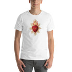 Load image into Gallery viewer, Sacred Heart of Jesus from Antique Holy Card T-Shirt - Catholicamtees
