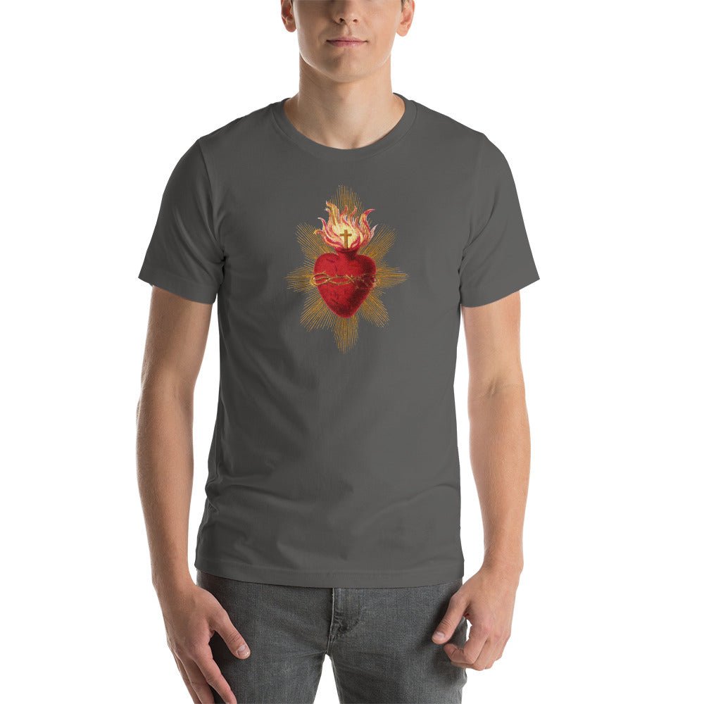 Sacred Heart of Jesus from Antique Holy Card T-Shirt - Catholicamtees