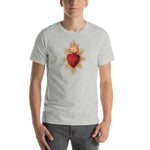 Load image into Gallery viewer, Sacred Heart of Jesus from Antique Holy Card T-Shirt - Catholicamtees
