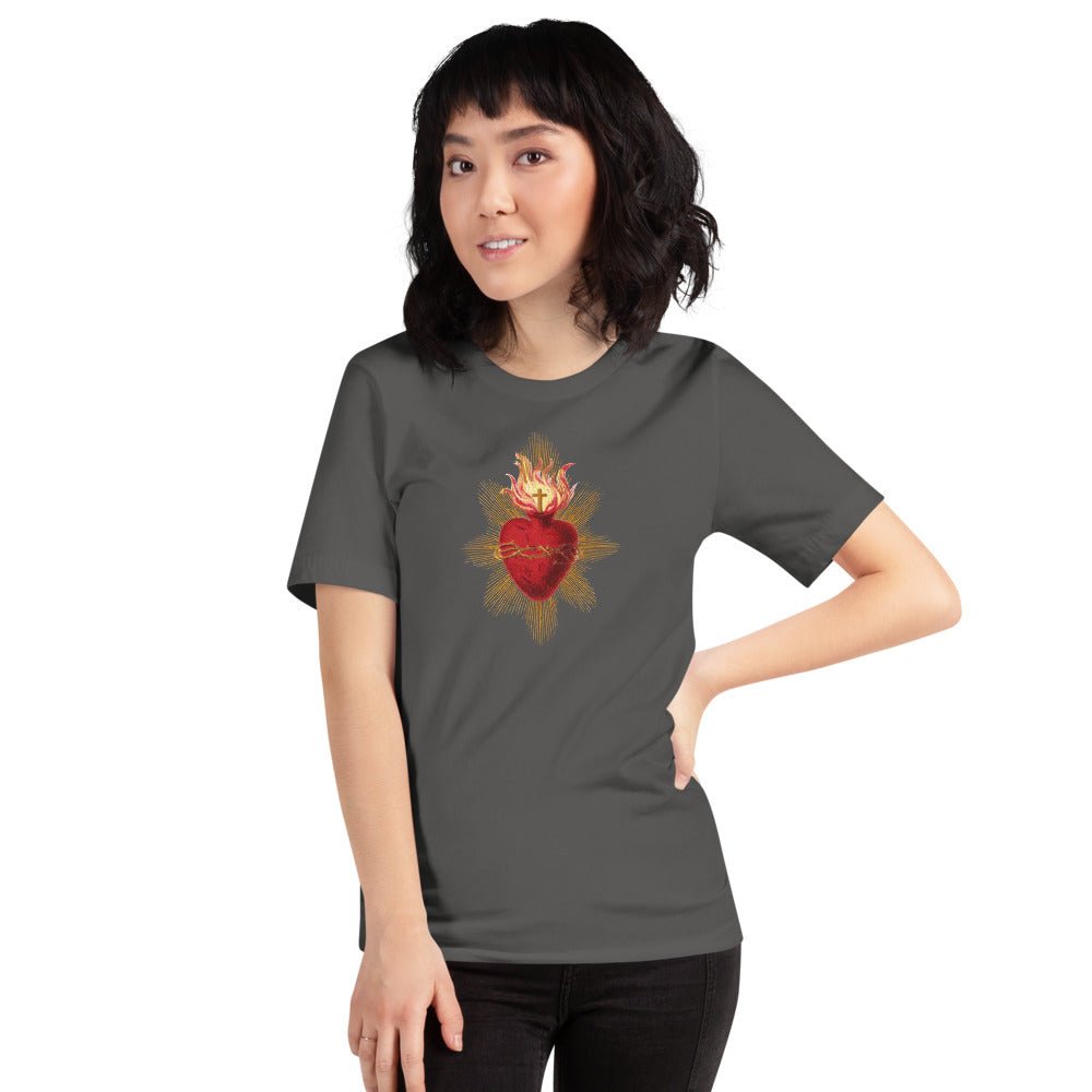 Sacred Heart of Jesus from Antique Holy Card T-Shirt - Catholicamtees