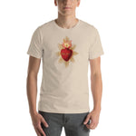 Load image into Gallery viewer, Sacred Heart of Jesus from Antique Holy Card T-Shirt - Catholicamtees
