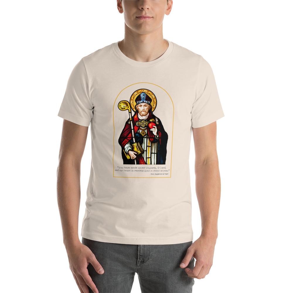 Saint Augustine of Hippo Stained Glass Soft-weight Tee Shirt - Catholicamtees