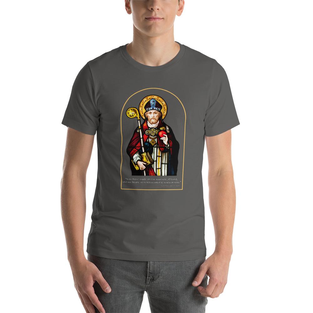 Saint Augustine of Hippo Stained Glass Soft-weight Tee Shirt - Catholicamtees