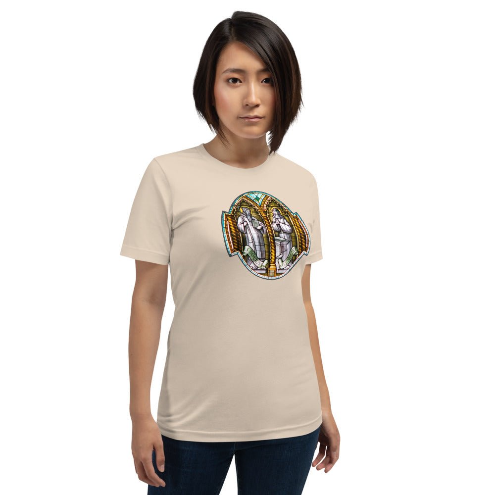 Saint Benedict and Saint Scholastica Stained Glass T-Shirt - Catholicamtees