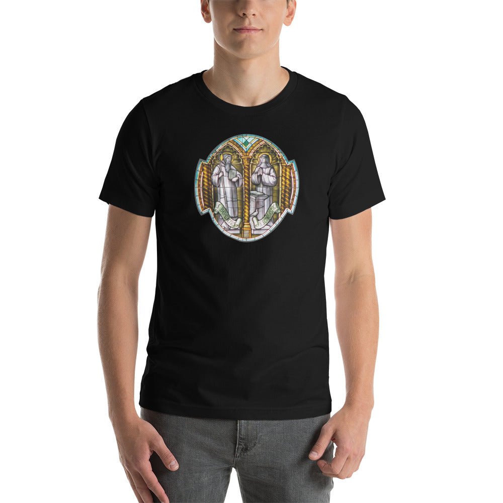 Saint Benedict and Saint Scholastica Stained Glass T-Shirt - Catholicamtees