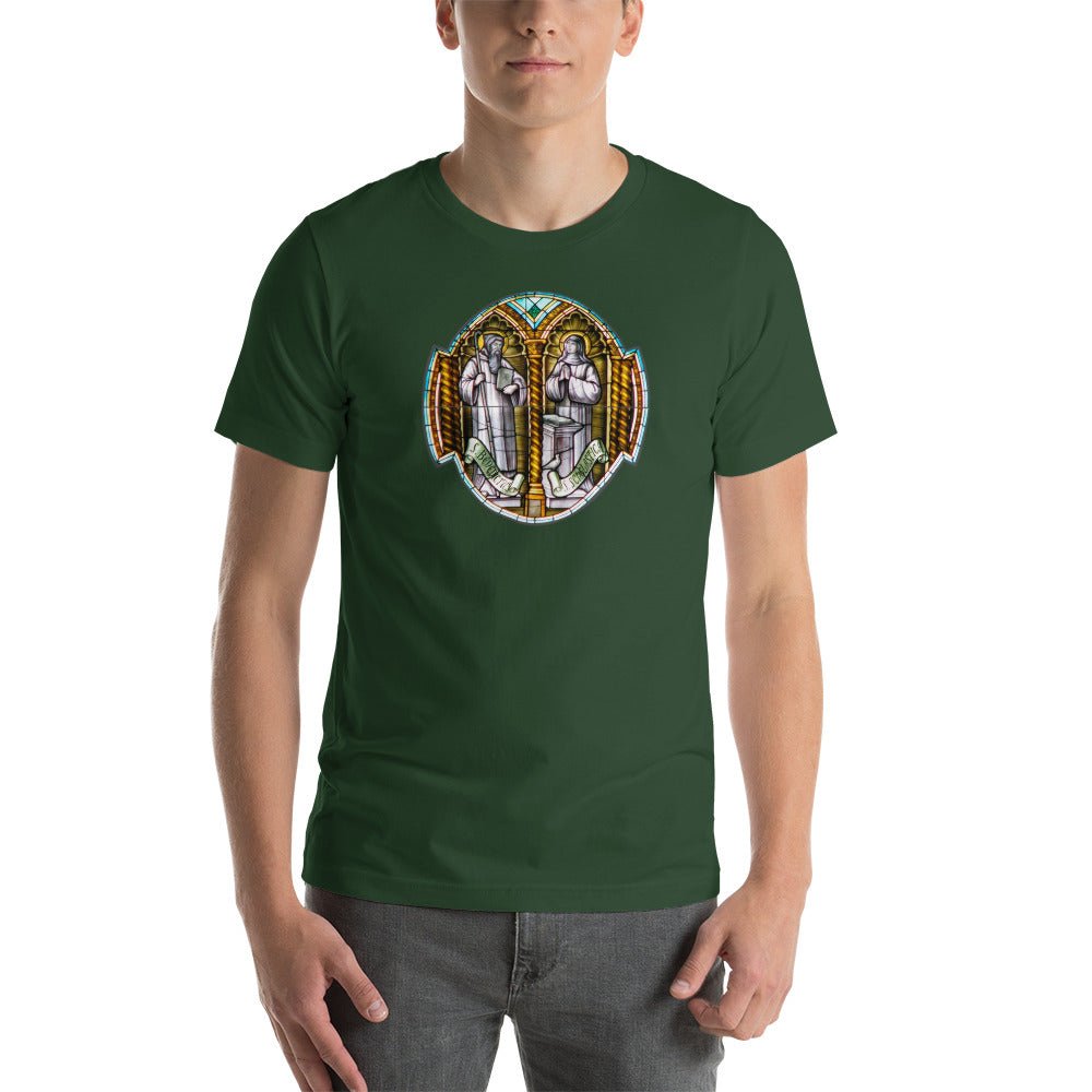 Saint Benedict and Saint Scholastica Stained Glass T-Shirt - Catholicamtees