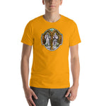 Load image into Gallery viewer, Saint Benedict and Saint Scholastica Stained Glass T-Shirt - Catholicamtees
