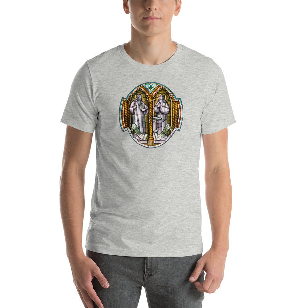 Saint Benedict and Saint Scholastica Stained Glass T-Shirt - Catholicamtees