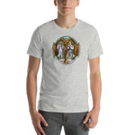 Load image into Gallery viewer, Saint Benedict and Saint Scholastica Stained Glass T-Shirt - Catholicamtees
