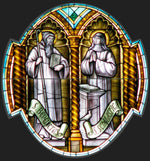 Load image into Gallery viewer, Saint Benedict and Saint Scholastica Stained Glass T-Shirt - Catholicamtees
