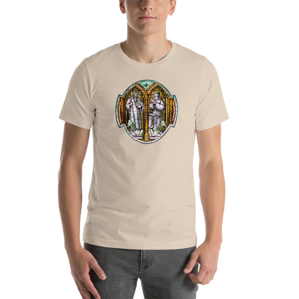 Saint Benedict and Saint Scholastica Stained Glass T-Shirt - Catholicamtees