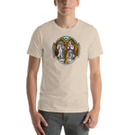 Load image into Gallery viewer, Saint Benedict and Saint Scholastica Stained Glass T-Shirt - Catholicamtees
