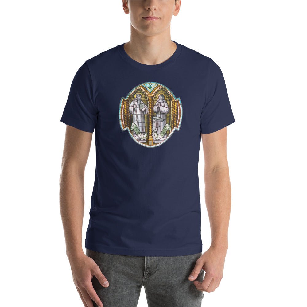 Saint Benedict and Saint Scholastica Stained Glass T-Shirt - Catholicamtees