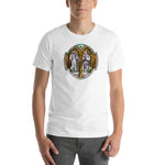 Load image into Gallery viewer, Saint Benedict and Saint Scholastica Stained Glass T-Shirt - Catholicamtees
