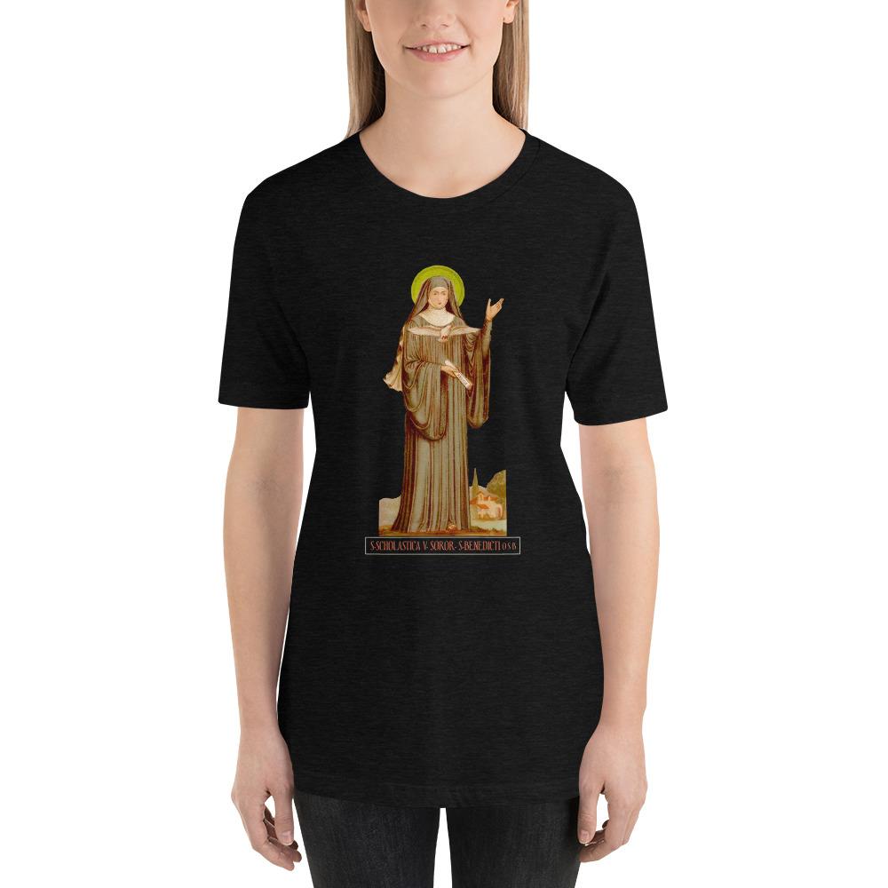 Saint Scholastica, Abbess Soft and Lightweight Unisex T-Shirt - Catholicamtees