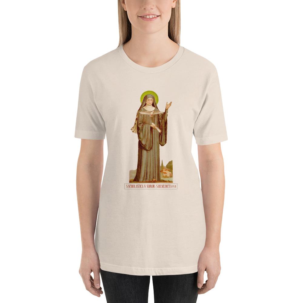 Saint Scholastica, Abbess Soft and Lightweight Unisex T-Shirt - Catholicamtees