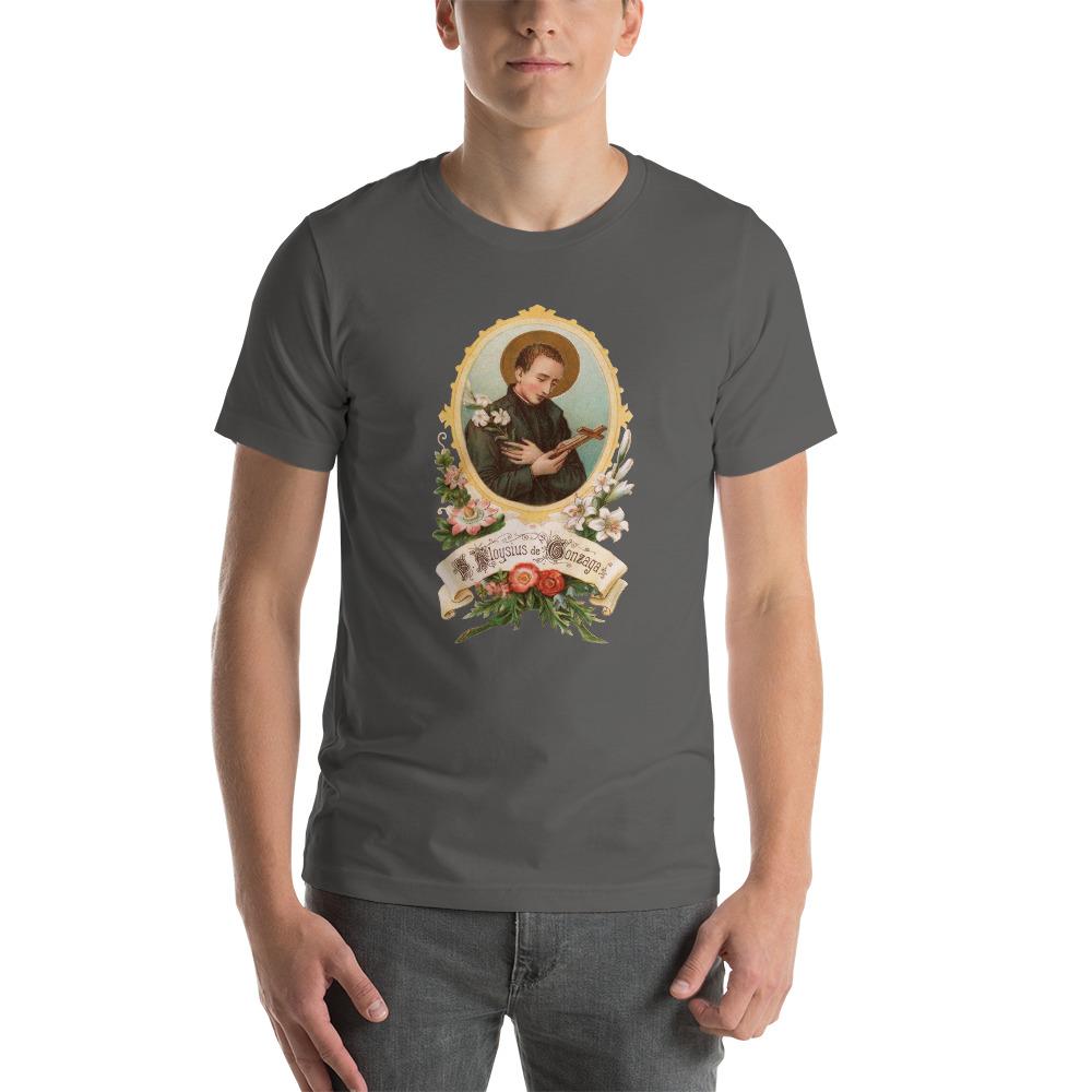 St. Aloysius Gonzaga Floral Holy Card T-Shirt - Catholicamtees