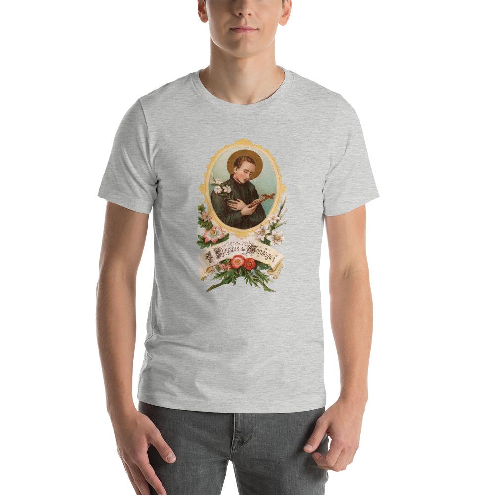 St. Aloysius Gonzaga Floral Holy Card T-Shirt - Catholicamtees