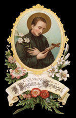 Load image into Gallery viewer, St. Aloysius Gonzaga Floral Holy Card T-Shirt - Catholicamtees
