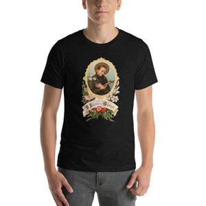 St. Aloysius Gonzaga Floral Holy Card T-Shirt - Catholicamtees