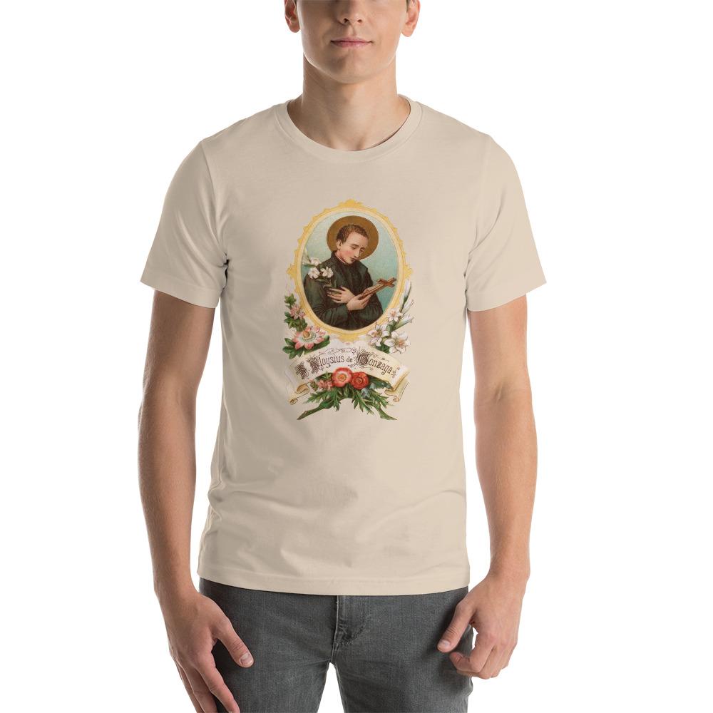 St. Aloysius Gonzaga Floral Holy Card T-Shirt - Catholicamtees