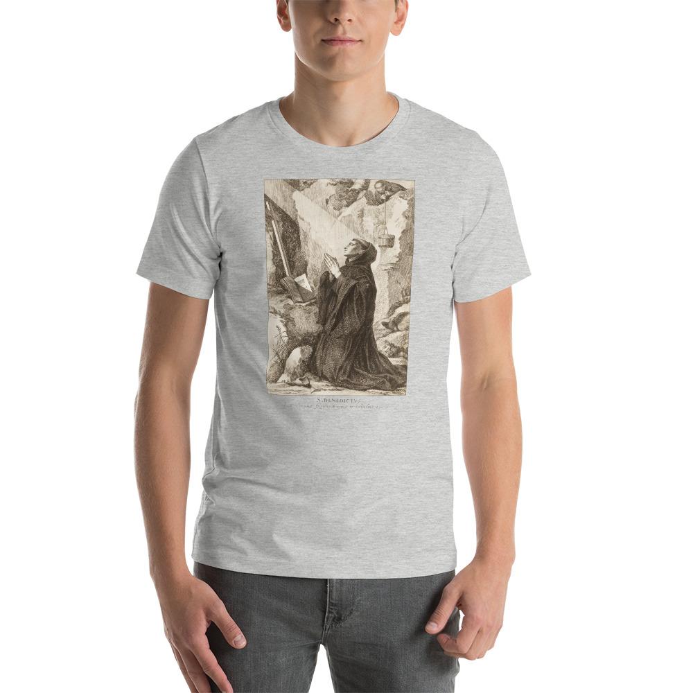 St. Benedict at his cave in Subiaco T-Shirt - Catholicamtees