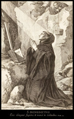 Load image into Gallery viewer, St. Benedict at his cave in Subiaco T-Shirt - Catholicamtees
