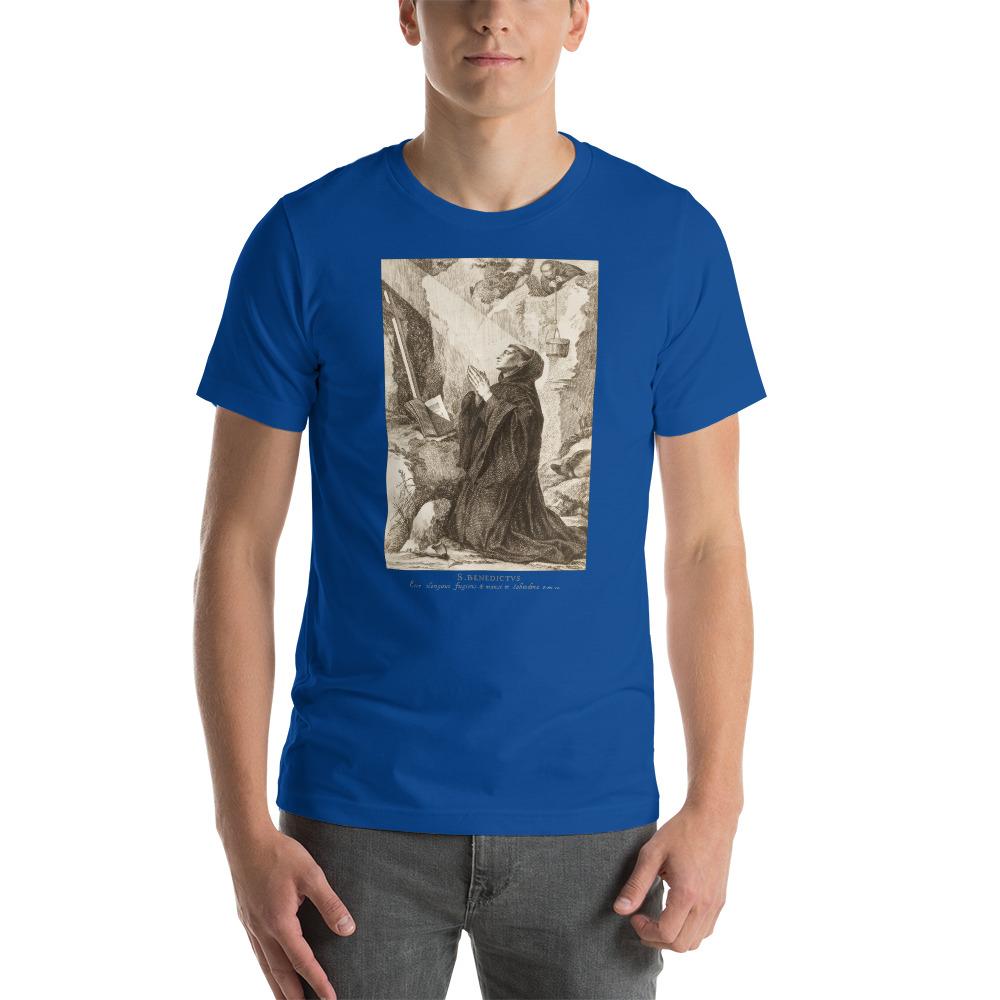 St. Benedict at his cave in Subiaco T-Shirt - Catholicamtees