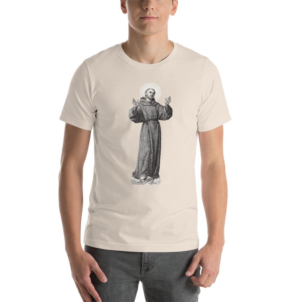 St. Francis Engraving Lightweight T-Shirt - Catholicamtees