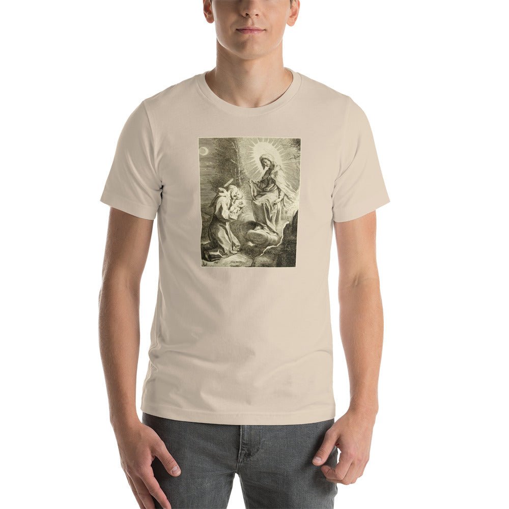 St. Francis with the Blessed Virgin Mary and the Christ Child T-Shirt - Catholicamtees