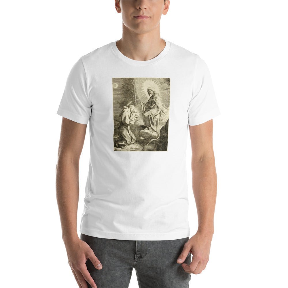 St. Francis with the Blessed Virgin Mary and the Christ Child T-Shirt - Catholicamtees